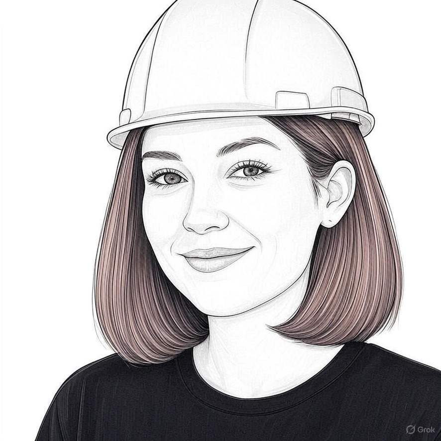 Bob, a calm illustrated companion with a bob haircut and hard hat